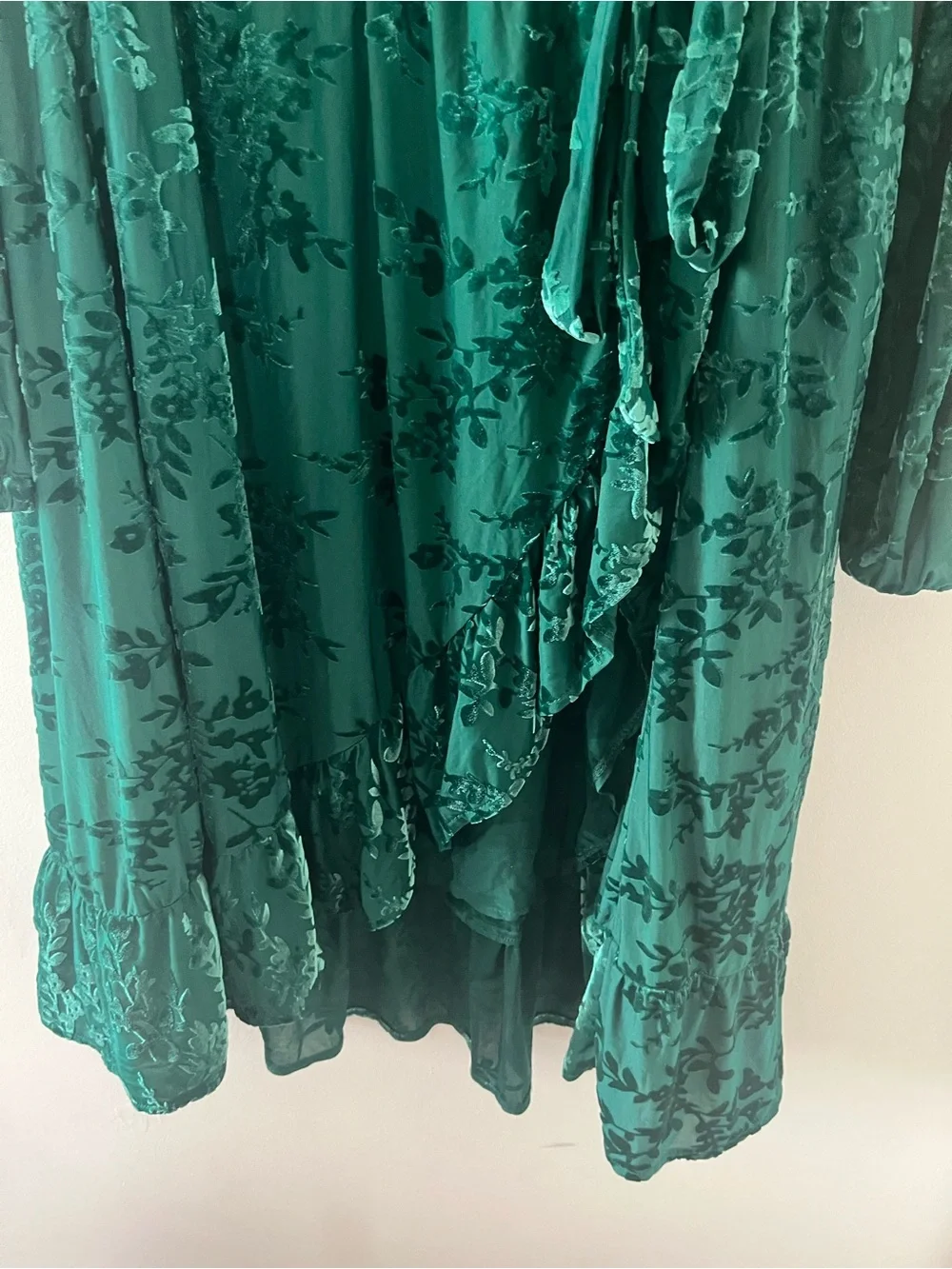 SOLD Draper James Green Floral Burnout Velvet Wrap Midi Dress XXL Romantic - Picture 4 of 6